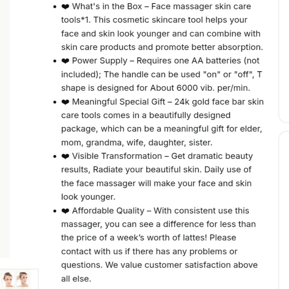 NIB Dangshan T-Type Beauty Facial Massage Bar Golden